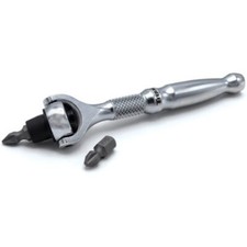 Titan 11318 1/4" Drive Aluminum Swivel Head Micro Ratchet Bit Driver, Silver