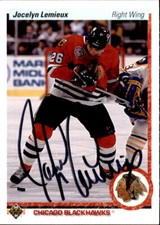 Jocelyn Lemieux Signed Auto 1990-91 Upper Deck card Chicago Blackhawks