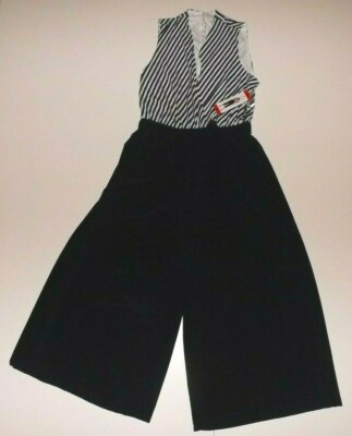 SANDRA DARREN Navy Blue White Striped Jumpsuit Size M Medium NWT