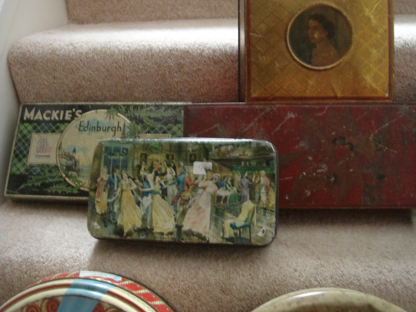 large collection of antique tins/ boxes including royalty cadbury