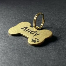 Dog Cat ID Tags Solid Brass  Personalized Pet  ID Tags Bone Pawtographize