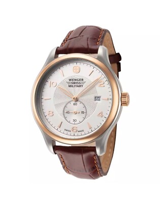 Wenger 79313C Silver Dial Genuine Leather Strap Date Men's