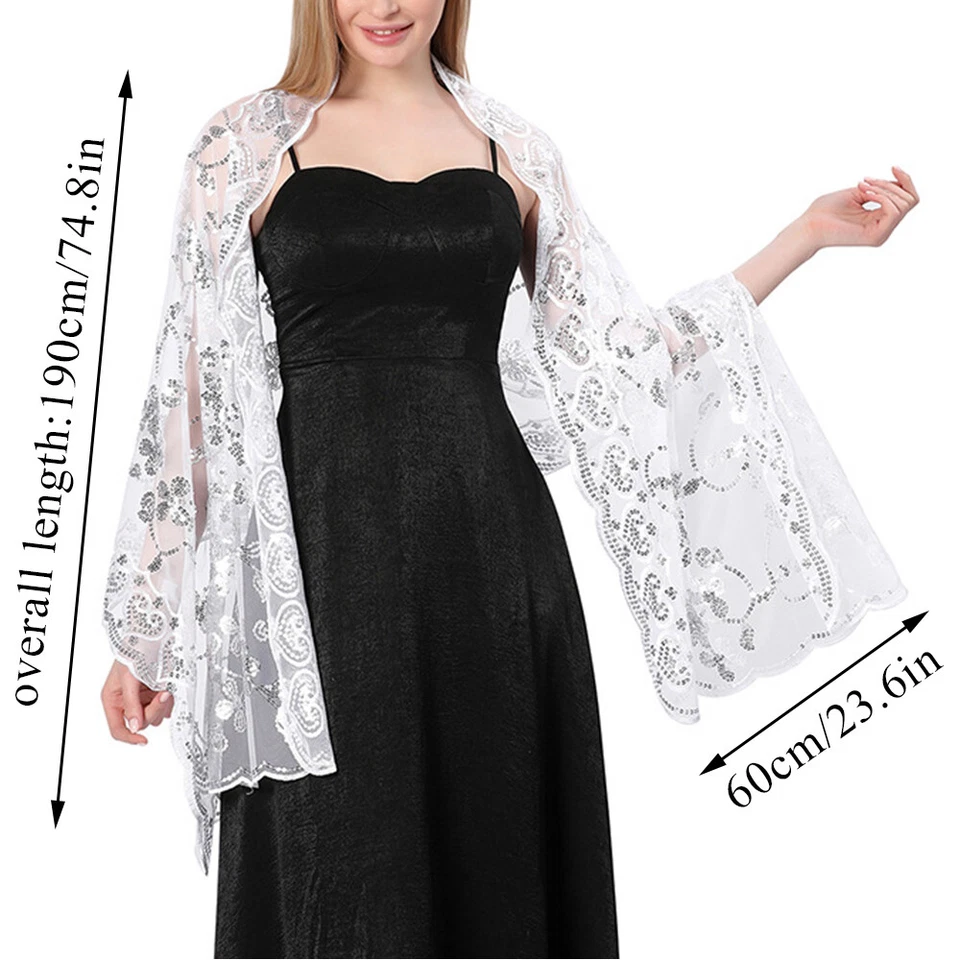 Mantón de lentejuelas de la década de 1920 para mujer con capa encogerse de hombros para boda nupcial Gatsby envoltura de noche* Foto 2 de 4