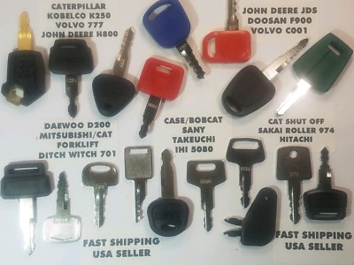 (18) Keys Heavy Equipment, Cat, Bobcat, Hitachi, John Deere, Hitachi, Kobelco