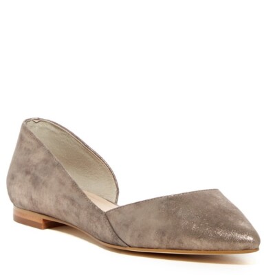 Marc Fisher LTD Women's d'Orsay Sunny4 Suede Pointed Flats Metallic Silver 5.5 