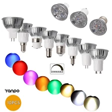 10X Dimmable 3W Led Spotlight Bulbs  27 E14 E12 Gu10 B22 Cold White E27 Led 3W