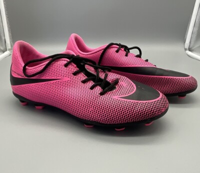 Nike Kids Bravata II Hot Pink Black Athletic Soccer Football Cleats Youth Sz 6 Y