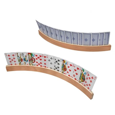 OTTO SIMON 2x Spielkartenhalter Holz Kartenhalter gebogen 50cm Spielkarten Tischständer Set