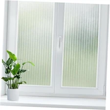  Reeded Glass Window Film, Privacy Frosted Glass Film, 3D 23.6" x 157.4"