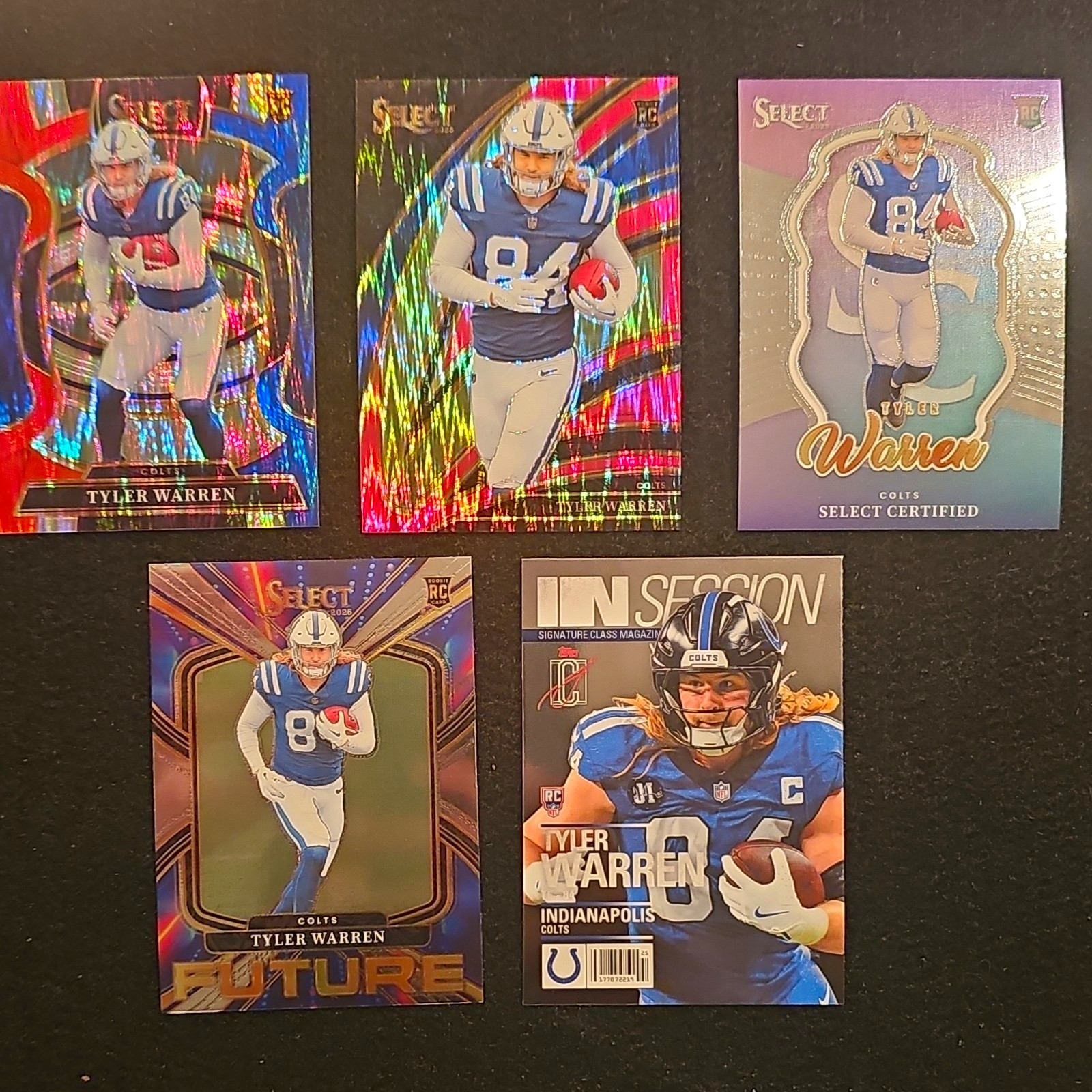 Panini 2025 Select Tyler Warren Rookie RC Indianapolis Colts 5-Card Lot