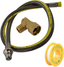 SPARES2GO Universal Oven Cooker Gas Supply Hose, PTFE Pipe Tape & Angled Connect