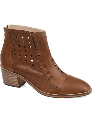JOURNEE Womens Brown Slitted Ulima Almond Toe Block Heel Leather Booties 10 M