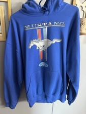 Gildan Heavy Blend Ford Mustang Blue Men's L Pullover Hoodie Fleece Pockets