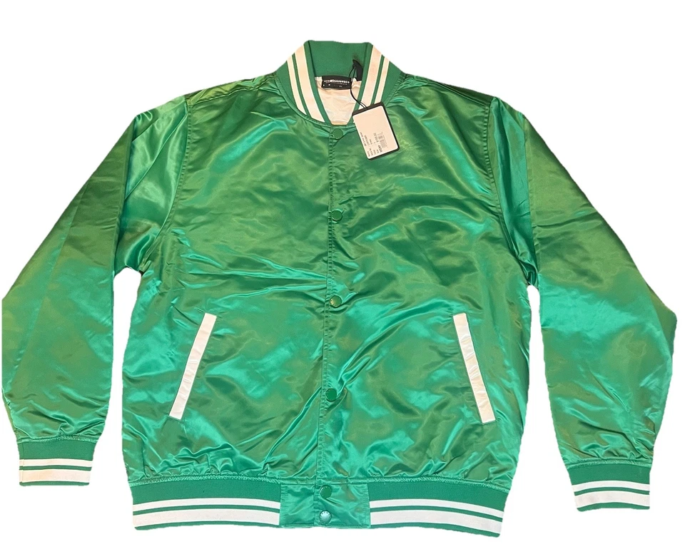 Chaqueta Bomber Jon & Vinny’s The Hundreds Colaboración Verde Satén Nueva con Etiquetas $160 Minorista Rara Foto 3 de 4