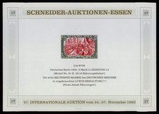 SCHNEIDER-AUKTION/ESSEN GEDENKBLOCK 1982 DEUTSCHES REICH 81 B - RARIT&Auml;T!! xd53
