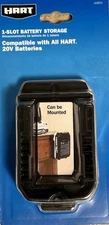 Hart 1-Slot Battery Storage Holder Mountable Compatible Hart 20V Batteries