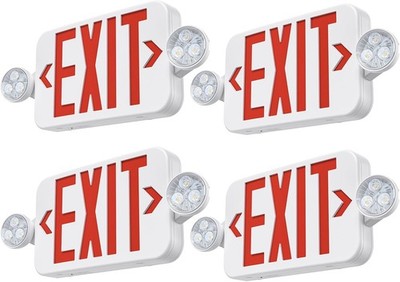Emergency Exit Sign Lights 4 Pack Double Sided Hardwired