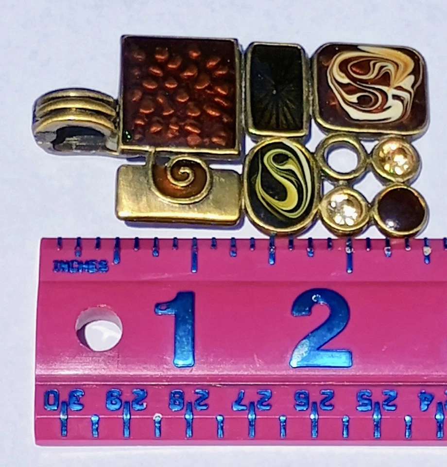 Colgante antiguo de mosaico de latón (marrón y verde) de diseño Premier vintage Foto 2 de 3