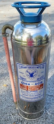 Underwriters Vintage Fire Extinguisher Elkhart Soda Acid Type Stainless *Empty*