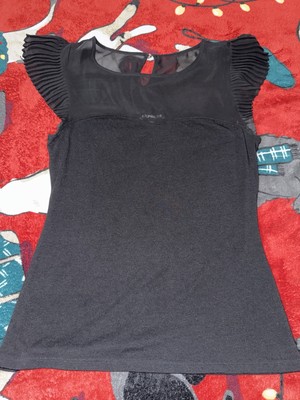Express Womens Blouse Shirt Size Small Black Top 