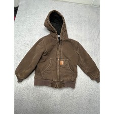 Carhartt Kids Brown Duck Canvas Quilted Active Jacket Size 7 vintage