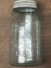 Mason Jar Pat 1967 #572 On Bottom Pat 1858 On Side Porcelain/Zinc Lid Intact