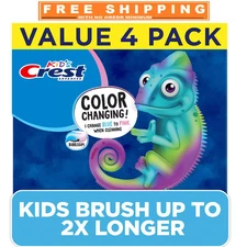 Crest Kid's Advanced Color Changing Toothpaste, Bubblegum, 4.2 oz., 4 pk.
