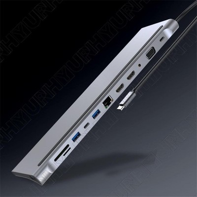 USB3.0*2+USB2.0+HDMI*2+VGA+RJ45+USB-C+PD+3.5mm+SD+TF For Windows,Android, Mac OS