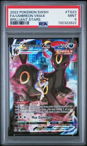 2022 POKEMON SWORD & SHIELD BRILLIANT STARS #TG23 FULL ART/UMBREON VMAX PSA 9