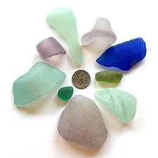 Surf Tumbled Sea Glass For Collectors For Their Collection 9 Pieces