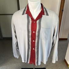 1950s Vintage Rockabilly Panel Front Rayon Shirt XL
