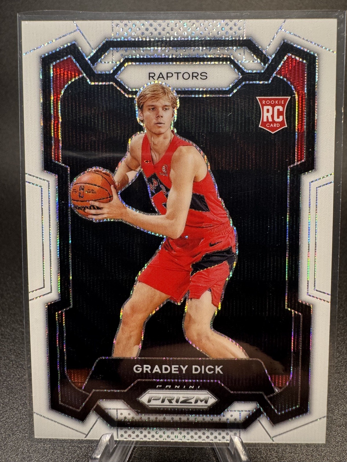 Gradey Dick 2023-24 Panini Prizm White Wave /38 #134 Rookie RC Raptors