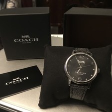 Orologio Coach Grand 14504435 nero quadrante ad anello per carrozza cinturino in pelle