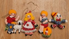 VTG Set of 5 Bucilla Nursery Rhymes Jeweled Sequin Felt Christmas Ornaments