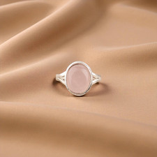Natural Rose Quartz Gemstone 925 Sterling Silver Handmade Jewelry Ring For Women