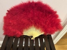 Hand Fan Vintage Folding Fan marabou feathers plastic frame