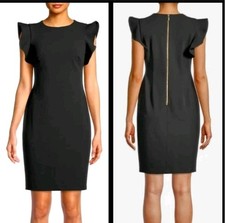 NWOT Calvin Klein Ruffle-Sleeve Cocktail Party Wedding Guest Sheath Dress Size 6