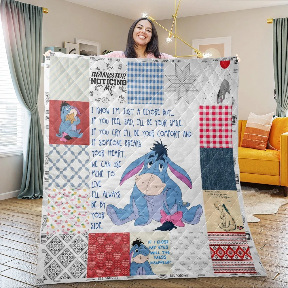Cute Eeyore Quilt, winnie the pooh Quilt Blanket Super Soft Comfy Warm Plush