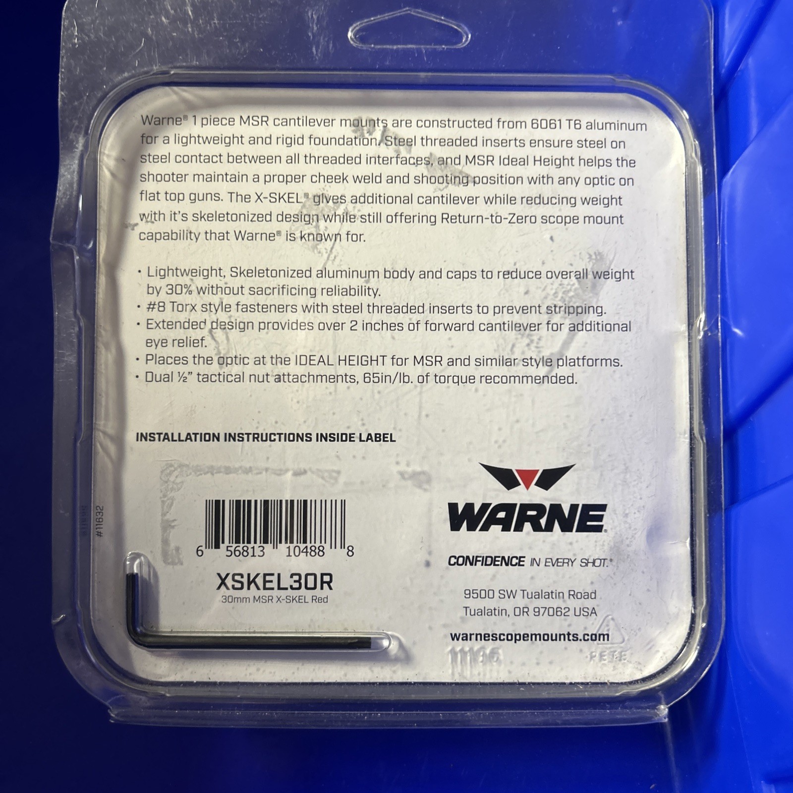 (BLEM) Warne Gen 2 Extended Skeletonized 30mm MSR Mount (XSKEL30R) - Red