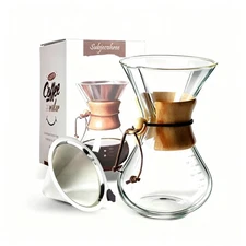 Subjectthree Pour Over Coffee Maker Set 8 Cup Glass Coffee Carafe Dripper wit...