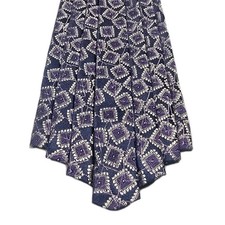 Perry Jones Pleated Silk Tie Purple Navy Geometric Stamp Made In USA