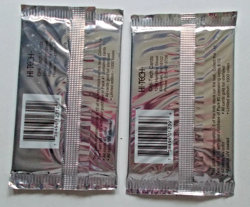 2 Sealed 1992 NASCAR Indy Tire Test Card Packs - Image 2 of 2