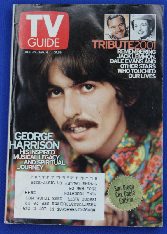 TV Guide Magazine December 29, 2001 George Harrison Tribute Cover + Tribute 2001