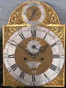 John Page of Ipswich 8DAY LONGCASE CLOCK DIAL+movent 12 X16 +1/2INCH C 1740