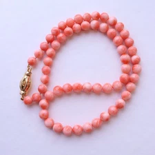 Japanese Misu  Coral Necklace Natural Undyed Beads 46gr