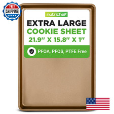 NutriChef Nonstick XL Cookie Sheet Baking Pan, 22"x16" Commercial Grade