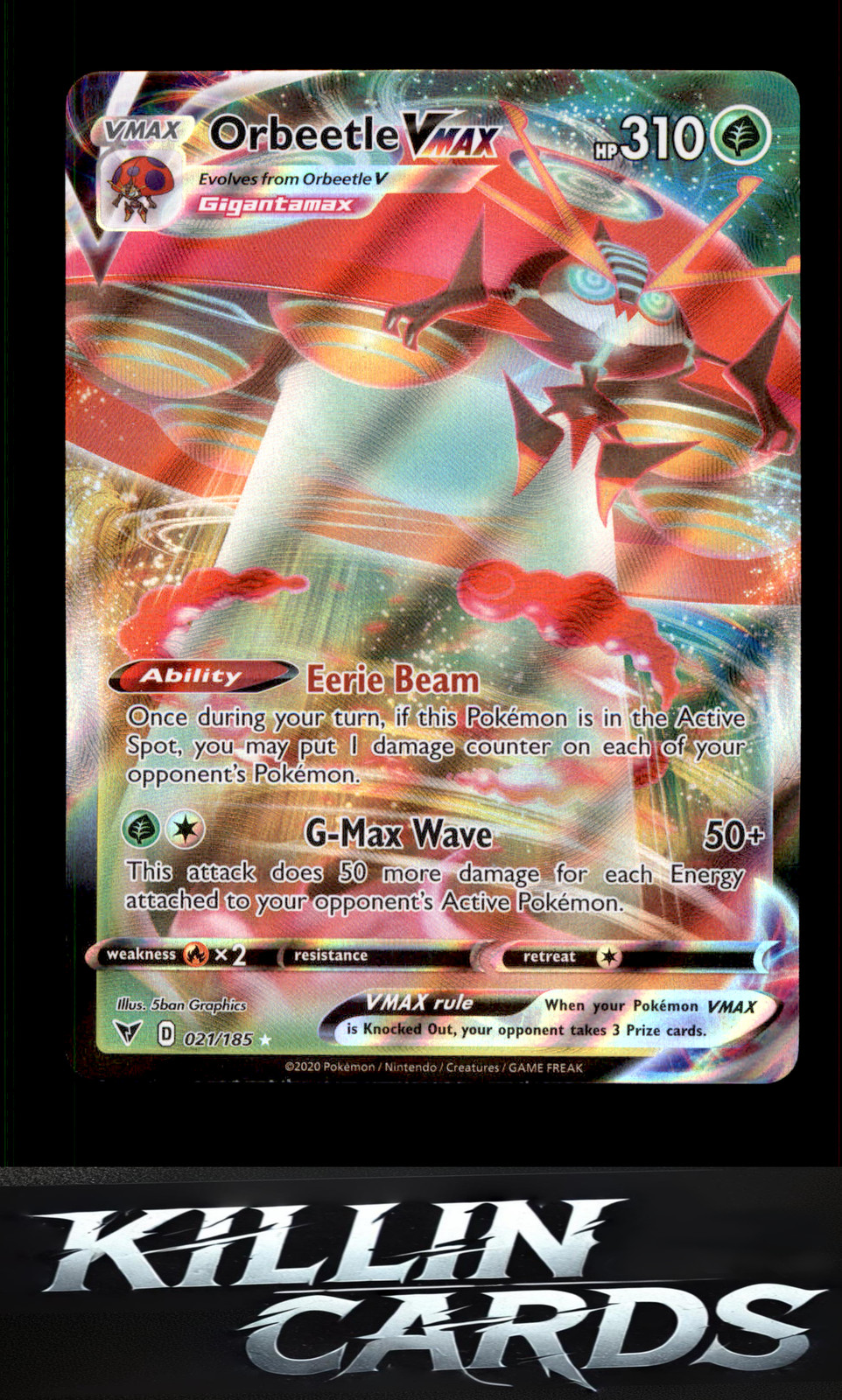 Orbeetle VMAX 021/185 Pokemon Ultra Rare SWSH04: Vivid Voltage Card NM
