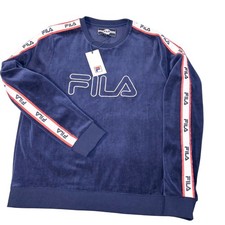 Fila Eliza Velour Logo Sweatshirt mens xl Navy Blue