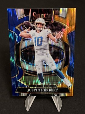 2025 Panini Select #1 Justin Herbert Orange and Blue Shock #/35 Chargers Prizm