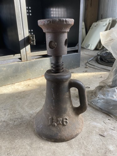 12x6 Screw Jack Stand Metal Brown with Handle Vintage Mechanical